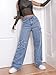 Kedera Women's Wide Leg Denim Pants Teen Star Raw Edge Baggy Trousers High Waisted Boyfriend Y2K Jeans Girls Fashion Blue