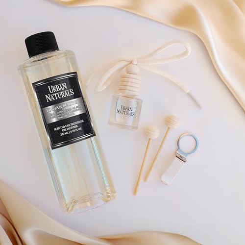 HUSTLE BOX Italian Leather Hanging Car Air Freshener and Essential Oil Diffusers with Vent Clips - 25-Pack Automobile Aromatherapy Diffuser Bottles - Kit Ideal for Resale, Gifts & Party Favors