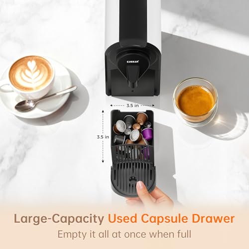 Image of CHULUX Bafe-Pro Espresso Machine for Nes Original Pods, Fast Brewing, White | 1400W Rapid Heating, Espresso Lungo Buttons, Used Capsule Drawer, Auto-Eject System, 24oz Removable Reservoir, Mini Footprint