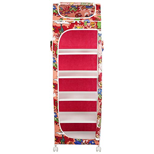 Image of Little One's | 6 Plastic Shelves Foldable Baby Storage Box (Made in India), ISI Certified, Unbreakable Material, (Steel Structure)| Jungle Red | H6 /AR