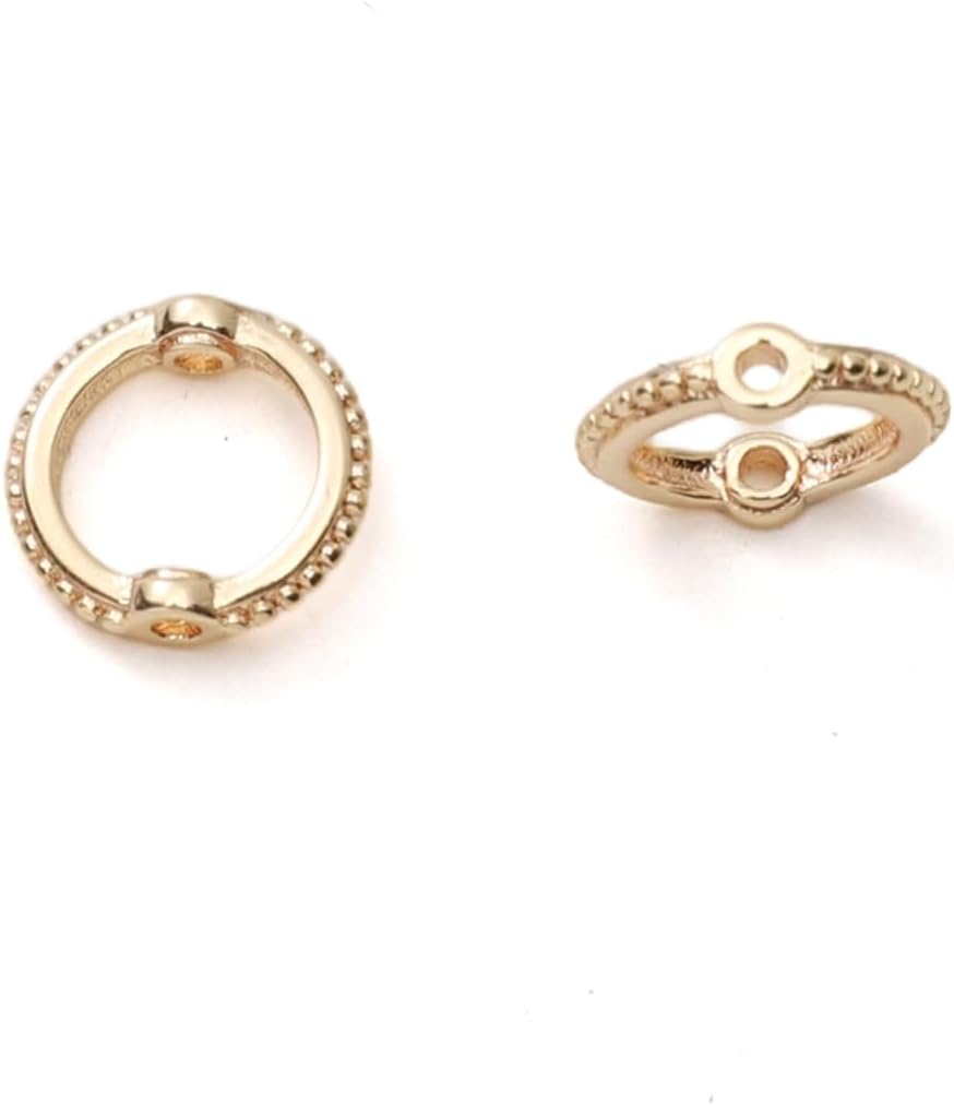18K Real Gold Plated Non-Tarnish Double Hole Linking Rings 9x8.5mm 10pcs Connector Circle Rings for Jewelry Making
