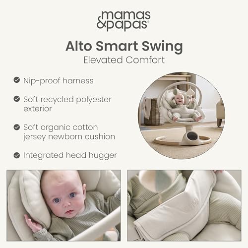 Miniatura 3 de Mamas Papas Alto Smart Baby Swing, Pantalla Táctil, Multivelocidad, Melodías, Bluetooth Y Control Remoto, Cachemira