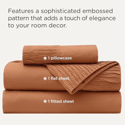 Image of Bedsure Twin Sheets Set - 3 Pieces Soft Twin Bed Sheets - Breathable & Cooling - Hotel Luxury - Easy Care Polyester Microfiber Bedding for Women, Men, Terracotta