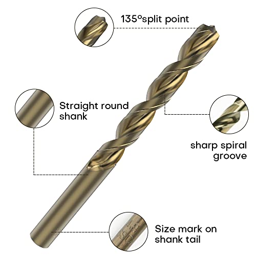 Leton 3/16" M35 Cobalt High Speed Steel Hss Twist Drill Bit For Steel, Iron, Copper, Aluminum, Pack Of 10 (4.8Mm Diameter) #TOP2