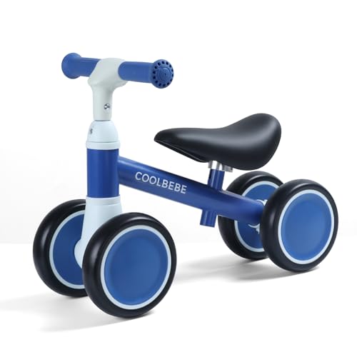 COOLBEBE Toddler Balance Bike for 1 Year Old Boys Girls Gift, 2 Years Toddler Balance Bike with 4 Silent Wheels, One Year Old Birthday Gift Baby for 12M-36M Pre-School (Blue)