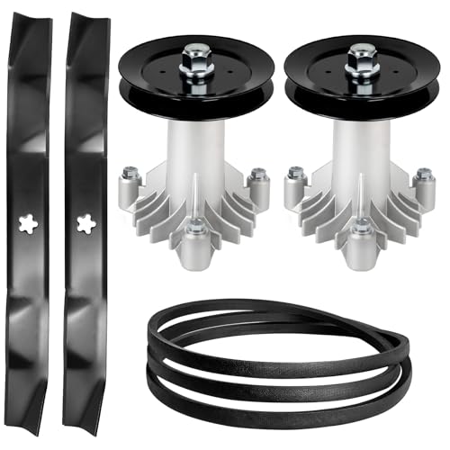 IDEASURE 42 Deck Rebuild Kit Compatible with Hu-sqvarna LT130 YTH150 Craftsman LT1000 LT2000 LT4000 LTX1000 Pou-LAN Lawn Mower 2 Spindle 130794 2 Blade 134149 2 Pulley 153535 1 Belt 144959