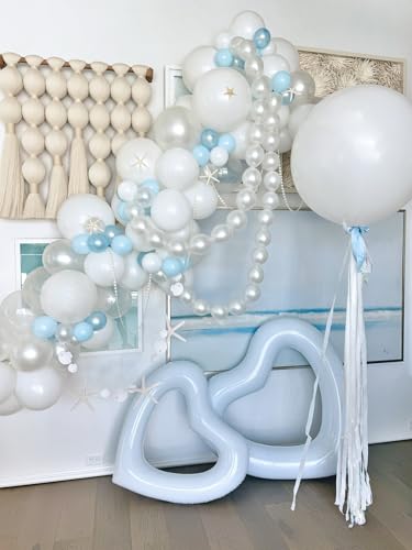 Image of White Link Balloons,120Pcs 6Inch Pearl White Latex Linking Balloons for Birthday Baby Shower Wedding Anniversary Party Decorations