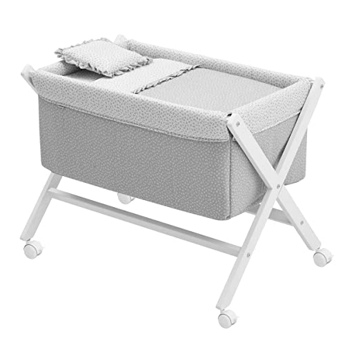 Cambrass-minicuna bebé con Patas Cruzadas y Ruedas con Frenos-Cuna moisés para los Primeros Meses del bebé-fácil de Transportar-Liberty Gris/BCO 55x87x74 cm