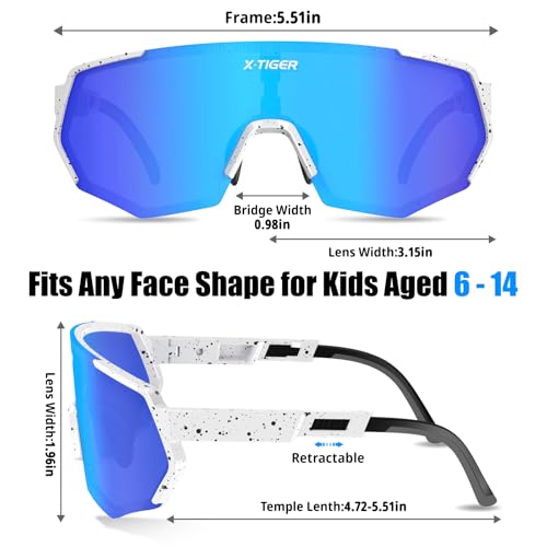 X-TIGER Polarized Youth Baseball Sunglasses UV400 Kids Sunglasses Boys Girls 8-12 Youth for Softball Cycling Sports Glasses by X-TIGER - Image 7