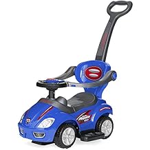 Best Choice Products Kids 3-in-1 Push and Pedal Car Toddler Ride On w/Handle, Horn, Music - Blue
