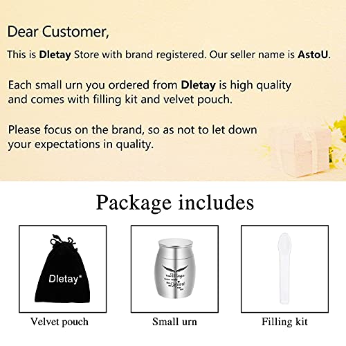 Dletay Small Keepsake Urn for Human Ashes - 1.57 Inch Mini Cremation Urn in Stainless Steel - Memorial Ashes Holder