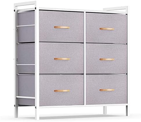 ROMOON Dresser Organizer with 6 Drawers, Fabric Storage Dresser Tower for Bedroom, Hallway, Entryway, Closets - Gray