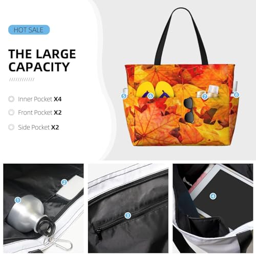 Grand sac fourre-tout feuilles d'érable idéal pour vos sorties plage
