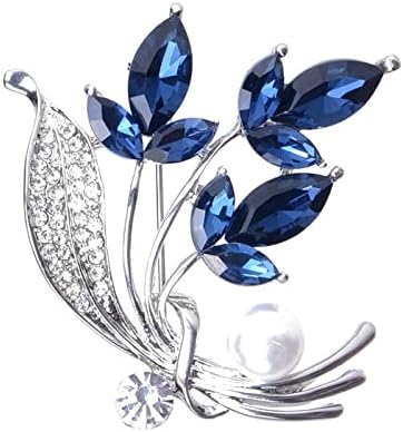 Brooch Rhinestone Flower Brooch Bouquet Blue Crystal Corsage Pins Broches para Ropa Mujer Gift for Women Girls Brooch pins,