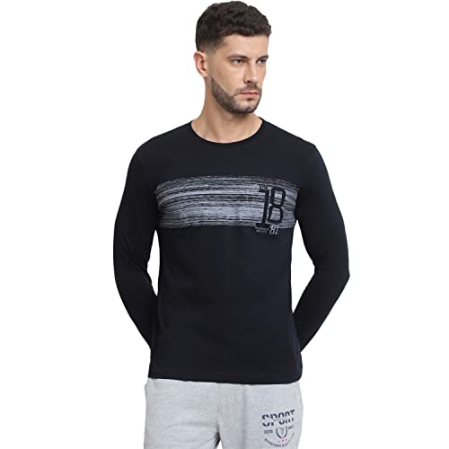Image of Van Heusen Men Athleisure Regular Fit T-Shirt - Cotton Rich - Crew Neck, Long Sleeve, Printed