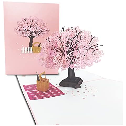 Pop Up Card - 3D Card, Pop Up Birthday Anniversary Pop Up Card, Card Card for Lover, Wife, Mom, Greeting Card Pop Up -Cherry Blossom Classic Cover