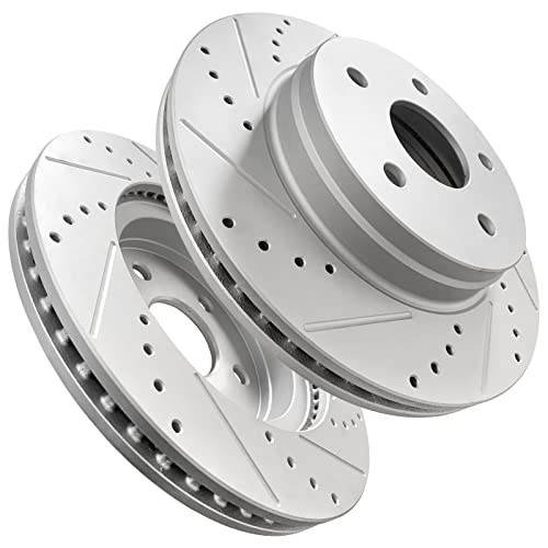 Weize Drilled Slotted Brake Pads And Rotors Kit, Replacement For 2006-2018 Dodge Ram 1500 Durango Aspen, Front Brake Disc Ceramic Brake Pads, 4Pcs Set #TOP1