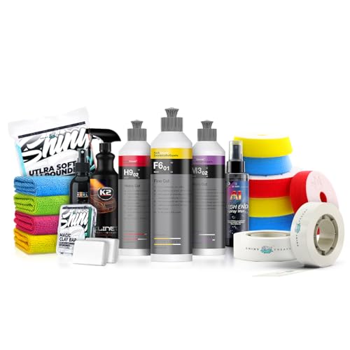 Politurset: Koch Chemie Politur Set + Royal Pads Premium Polierpads + Dr. Wack Lackversiegelung + Zubehör - Auto Politur | 19-teilig