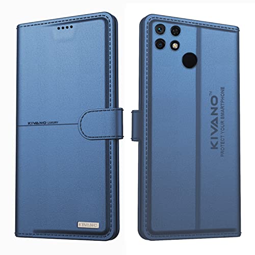 Image of KIVANO Xiaomi Redmi 10 Professional Series Wallet Case | Luxurious Design | Premium | PU Leather Flip Case Back Cover - Dark Blue
