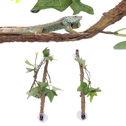 Cyrank - Vigne d'arbre Artificielle en Plastique avec Branche d'angle de Reptile avec ventouses pour Escalade de Serpent lézard amphibien