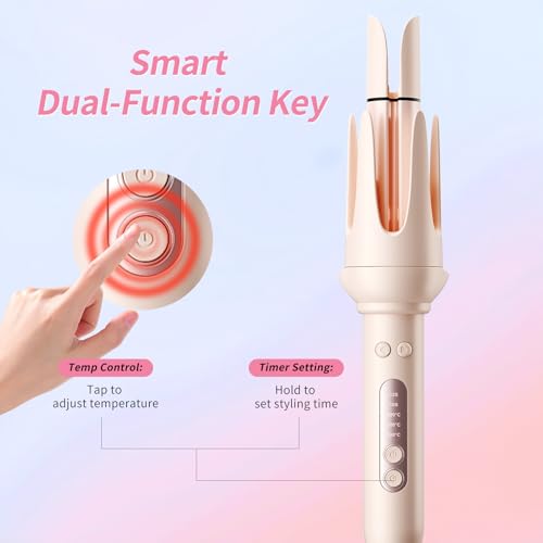 DYHOO 3 in 1 Automatic Hair Curler Set, 1"&1.25" Barrels with Straightening Brush, 3 Temp, Negative Ion Hair Styler for Beach Waves, Loose Curls & Straight Hair, Travel Light — view 6