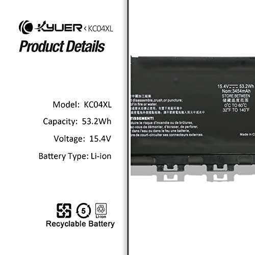 KC04XL Laptop Battery for HP Envy X360 13-ag0xxx 13-ar0xxx 13-ah0xxx 13-aq0xxx 13-ah0056nf 13-ah0002nf 13-ah0002ng 13-ah0003ng 13-ah0004ng 13-ag0999nf ah0005ng ah0007nf ah0056nf KC04053XL L08496-855