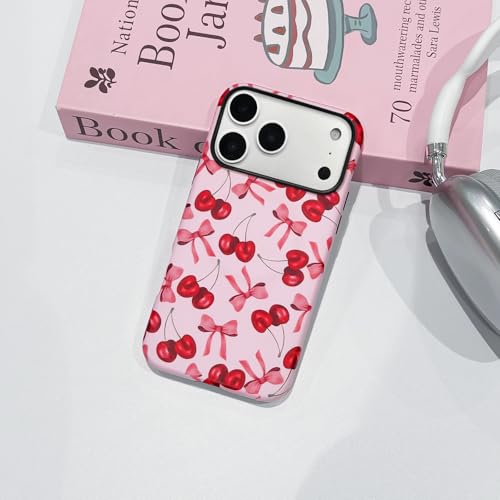 NITITOP Compatible for iPhone 17 Pro Max Case Magnetic Compatible with MagSafe Cute Cherry Bow Ribbon for Women Girls Hybrid 2 Layers Hard Back Shockproof Protective Phone Cover - Matte by NITITOP - Used condition - Image 7
