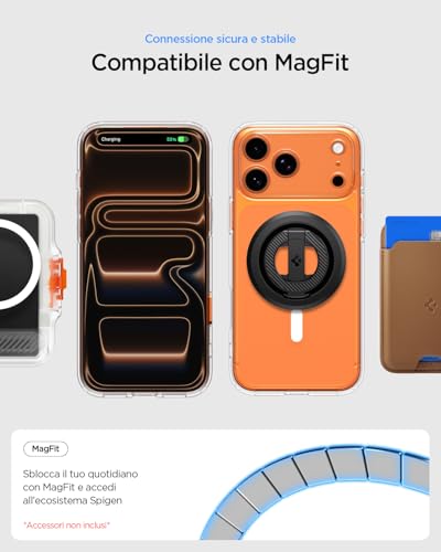 Palo Selfie MagSafe y Funda Trasparente iPhone 17 Pro Spigen Pack 3