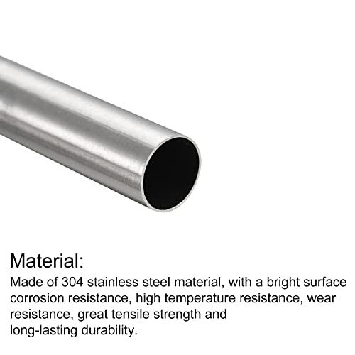 QUARKZMAN 304 Edelstahl Rohr 17mm Außendurchmesser, Runde Nahtlose Edelstahlrohr 0.5mm Wandstärke, Edelstahl Gerade Rundrohr 250mm Länge, Silber Metallrohr für Industrie Heim Gartendeko