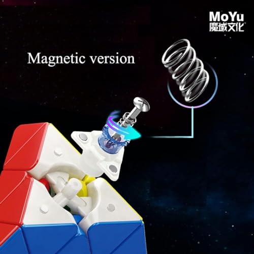 Image of HAWKISTER Kid Moyu Rs Pyraminx Magnetic 3X3 Mfjs Magic Speed Cube Puzzle, Rs Pyramid M Stickerless Cube (2022 Magnetic Version)