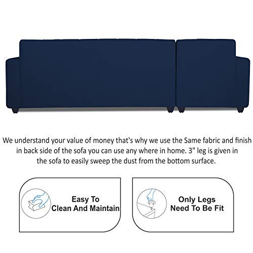 Image of Adorn India Rio Highback L Shape 6 Seater Sofa Set (Left Side Handle) (Blue)