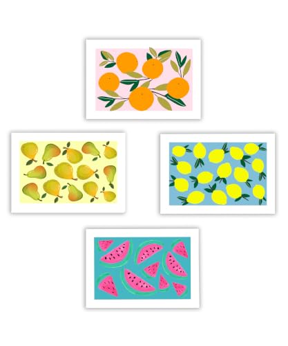 Colorful Fruits Greeting Cards - Set of 12 All Occasion 5x7 Note Cards with Envelopes. Blank Inside. Makes a Great Gift!