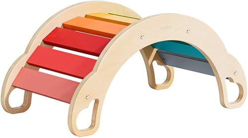 Mideer Wooden Climbing and Rocking Rainbow Arch - Indoor Toy for Kids Ages 18 Months+