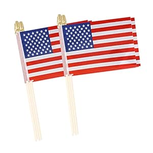 Lebei American Flag Mini Small US USA Handheld Stick Flags 4×6 Inch 12 Pack