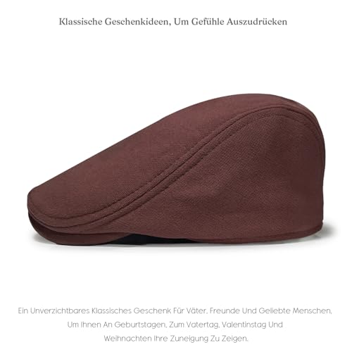 HIQIU czapka męska z daszkiem z bawełny z gumką - czapka Gatsby Efeu, Flatcap, Newsboy Cap, czapka z daszkiem, beret męski na wiosnę, jesień i zimę, kawa, Rozmiar uniwersalny