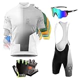 2024 Conjunto Ropa Ciclismo Hombre Maillot Bici MTB Verano,Traje Ciclista Manga Corta Camiseta Ciclo+Guantes Ciclismo+Espejos de Ciclismo (Typ-8,XXS)