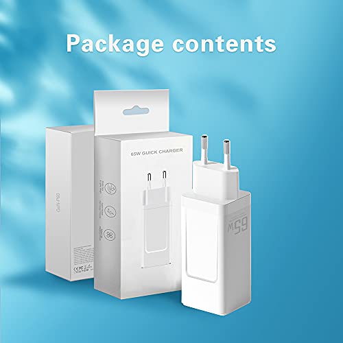 Moniel Adaptador de energia USB-C de 65 W Carregador rápido Carregador de parede PD Tipo C Adaptador