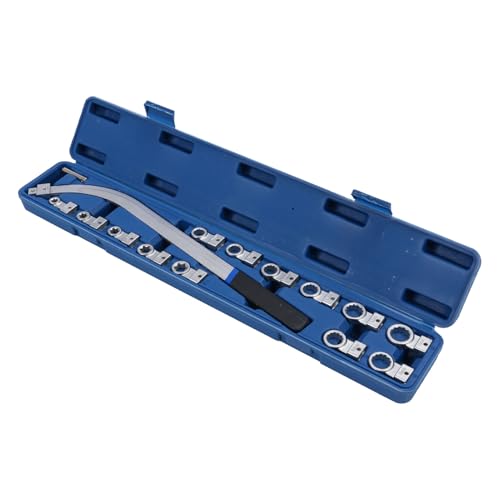 KIMISS Kit D'outils Universels de Démontage de Poulie de Tendeur de Courroie Auxiliaire, 15 Pièces, Jeu de Clés pour Poulie de Tension de Courroie Serpentine 12-19 Mm Torx étoile E10