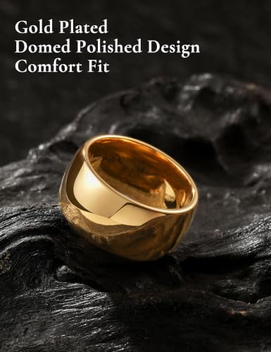 Image of King Will Men's Women's Tungsten Carbide Ring 24k Gold Plated Rose Gold Plated Domed Polished Finish Wedding Band