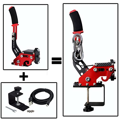 Obokidly Upgrade 3-In-1 Usb Handbrake Support Thrustmaster T300Rs/ T300 Ferrari Compatible With Ps4/Ps5 + Pc For Simracing Game Sim Rig With Clamp (Support T300Rs/T300 Ferrari With Clamp, Red) #TOP1