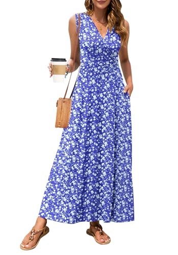 Image of MISFAY Women Maxi Dress Sleeveless Wrap V Neck Summer Boho Casual