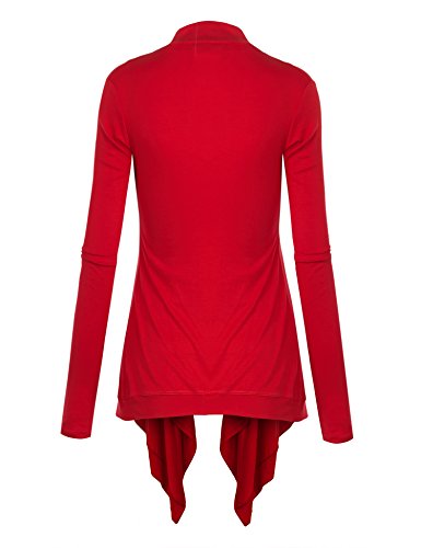 Image of Lock and Love Women's Draped Front Open Asymmetrical Cardigan - Casual Long Sleeve Lightweight Duster
