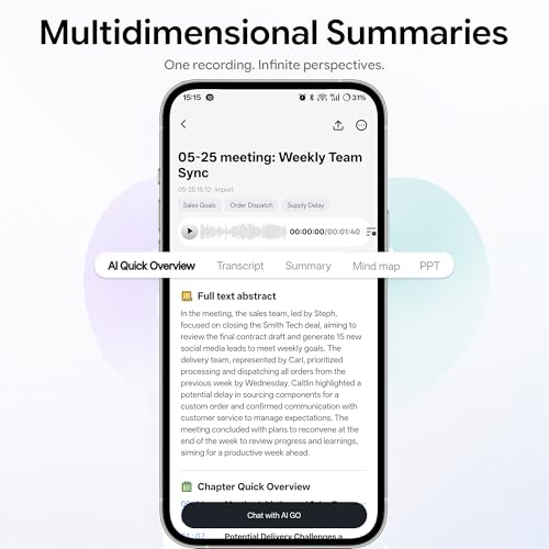 AI Voice Recorder with Real-Time AI Voice Chat – Efficient AI Transcription & Summarization, AI Noise Cancellation, One-Click Generate, 64GB Audio Note Taker for Meeting Lecture (126+ Languages) — view 5