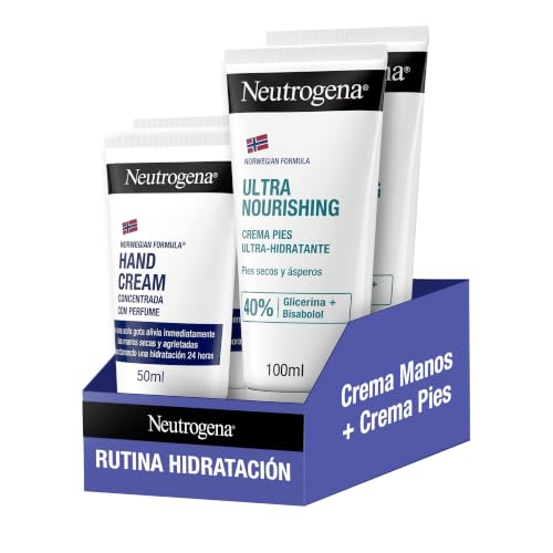 Neutrogena Pack con Crema de manos reparadora con perfume (2x50ml) y Crema para pies Ultra Hidratante con Fórmula Noruega (100 ml), pack hidratante Neutrogena para reparar manos y pies agrietados
