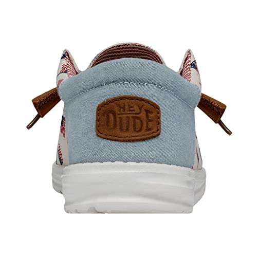 Image of HEYDUDE Men's Wally Patriotic Slip On Shoe | Lightweight Canvas Loafers with No Tie Laces