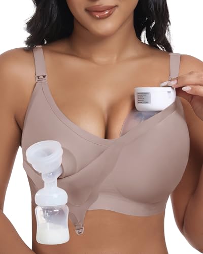 Image of As Fairy Wireless Seamless Pumping Bra Hands Free Nursing Bra Wirefree Comfort Wearable Breast Pump Brass
