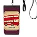 UK London Double-Decker Bus Stamp Phone Wallet Purse Hanging Mobile Pouch Black Pocket