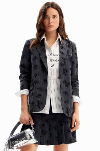 Desigual Femme Blazer tissé, Noir, XL