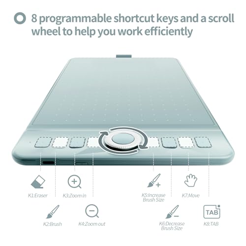 GAOMON WH851 Wireless Drawing Tablet,Battery-Free AP519 Digital Pen, 8 Programmable Press Keys, Ideal for Drawing Studying and Working(Green) - Image 5