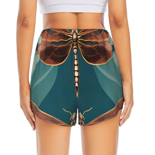 Short de sport femme libellule et lotus imprimé fluide et léger - 6